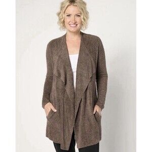 Barefoot Dreams CozyChic Lite Coastal Cardi in Brown Size M Medium EUC!!